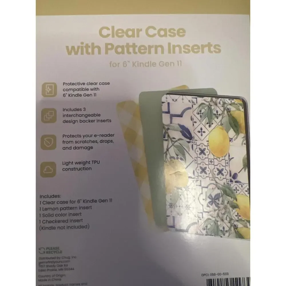 Kindle Gen 11 clear Case w/Patern Inserts